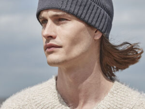 Organic cotton engineered patch beanie