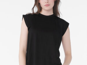 Women's flowy muscle tee with rolled cuff