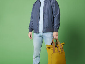 Recycled twin handle roll-top laptop backpack