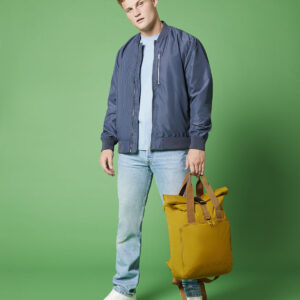 Recycled twin handle roll-top laptop backpack