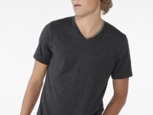 Unisex heather CVC short sleeve v-neck tee