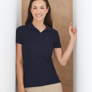 Women's micro-fine piqué polo shirt