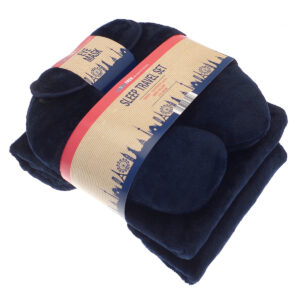 Travel set (neck pillow, eye mask and fleece blanket)