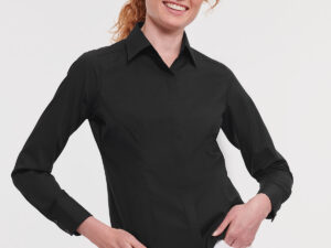 Women's long sleeve polycotton easycare fitted poplin shirt