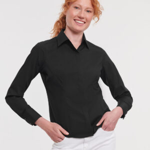 Women's long sleeve polycotton easycare fitted poplin shirt