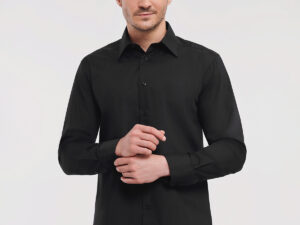 Long sleeve polycotton easycare fitted poplin shirt