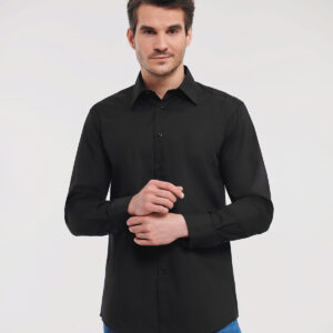 Long sleeve polycotton easycare fitted poplin shirt