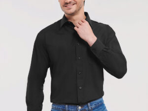 Long sleeve polycotton easycare poplin shirt