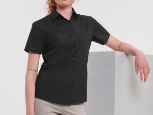 Women's short sleeve polycotton easycare poplin shirt
