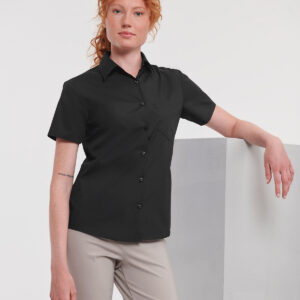 Women's short sleeve polycotton easycare poplin shirt