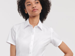 Women's short sleeve herringbone shirt