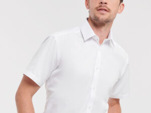 Short sleeve herringbone shirt