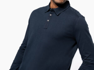 Jersey knit long sleeve polo shirt
