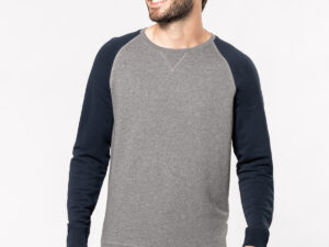 Men's two-tone organic crew neck raglan sleeve sweatshirt