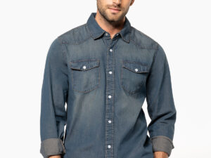 Men's long-sleeved denim shirt