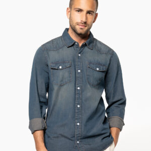 Men's long-sleeved denim shirt