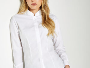Women's mandarin collar shirt long-sleeved (tailored fit)