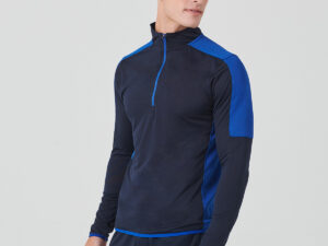 ¼ zip mid-layer with contrast panelling