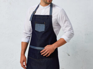 Domain contrast denim bib apron