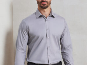 Stretch fit cotton poplin long sleeve shirt