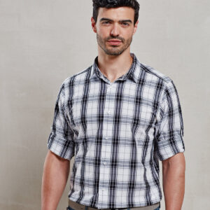 Ginmill check cotton long sleeve shirt