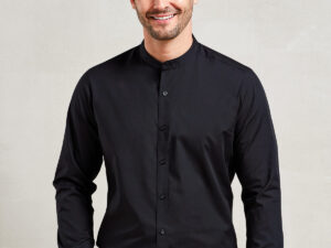 Banded collar grandad long sleeve shirt