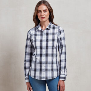 Women's Ginmill check cotton long sleeve shirt
