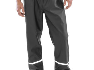 Prism PU waterproof trousers with reflective bands and recycled backing