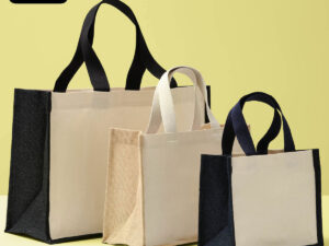 Jute canvas panel shopper