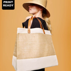 Adley jute with faux leather tote