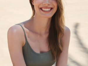 Women's sustainable fashion cropped cami top with adjustable straps