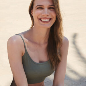 Women's sustainable fashion cropped cami top with adjustable straps