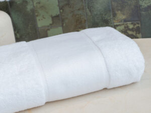 Organic bath sheet with printable border