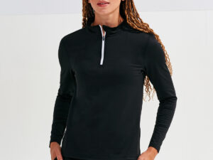 Women’s TriDri® recycled long sleeve brushed back ¼ zip top