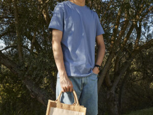 Cotton pocket jute midi tote