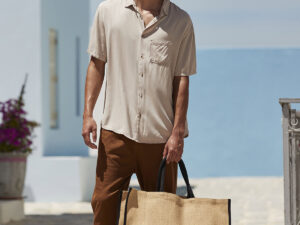 Natural starched jute market shopper