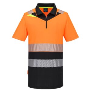DX435 - DX4 Hi-Vis Zip Class 1 Polo Shirt S/S Orange/Black